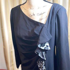 Black Dress with Gray Leopard details